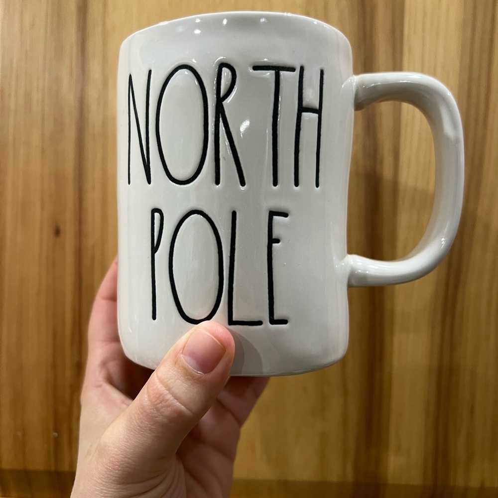 Rae Dunn White Mug with Black "North Pole" Lettering
